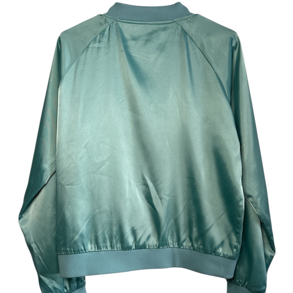 Romeo & Juliet Couture Aqua Bomber Jacket with Floral Embroidery. Size M. - Picture 2 of 3